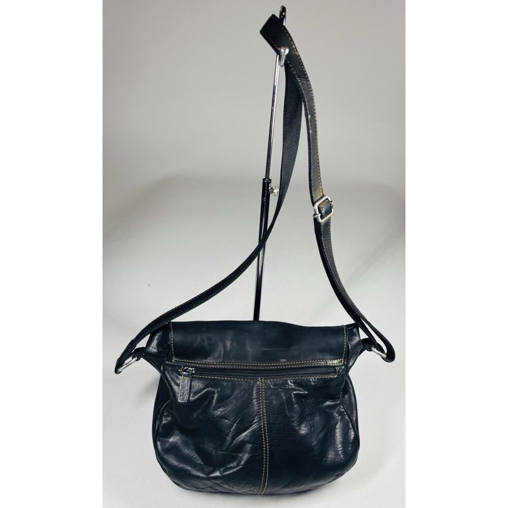Jack Georges VTG Voyager Crossbody Bag Black Messenger Leather Distressed - Picture 2 of 16